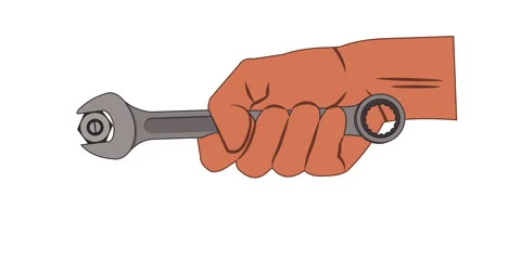 A Hand installing hexagonal nuts using a wrench Vídeo Stock 333599669