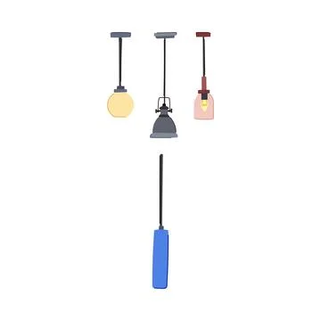 Hand installing new home pendant lights concept Ilustración de archivo