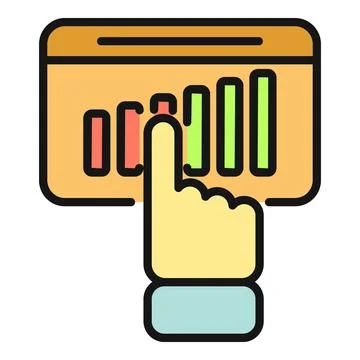 Hand interacting with business data bar chart 库存插图