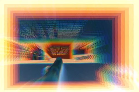 Hand Interacting With Computer Screen 库存照片