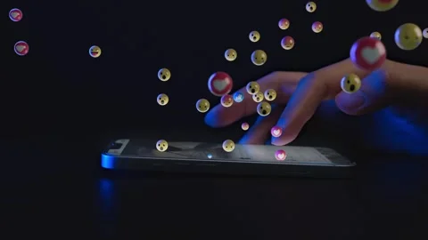 Hand Interacting with Emojis on Smartphone Video stock 277195717