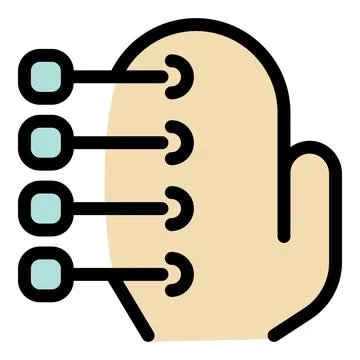 Hand interacting with futuristic technology, tapping an interactive screen wi Illustrazione stock