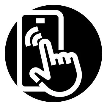 Hand interacting with mobile device touchscreen using finger イラスト素材