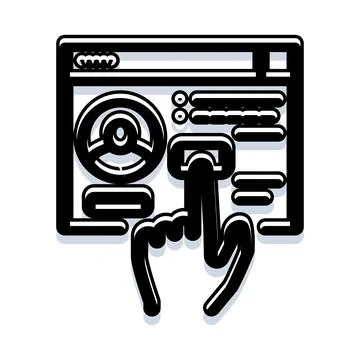 Hand interacting with online user interface 库存插图