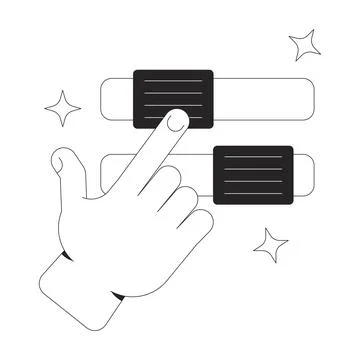 Hand interacting with sliders toggles line onboarding ui illustration Illustrazione stock
