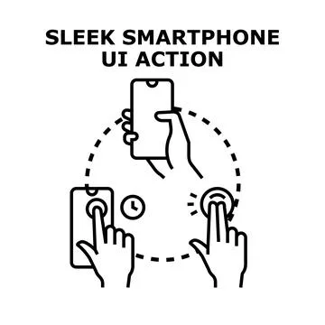 Hand interacting with smartphone user interface actions Stock Illustration