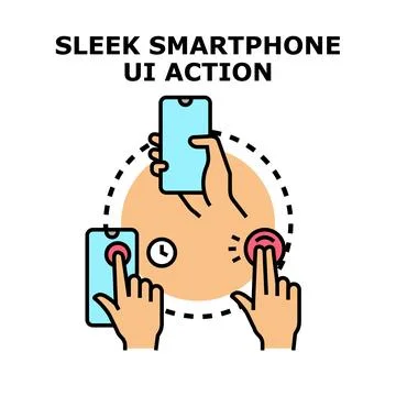 Hand interacting with smartphone user interface actions Stock Illustration