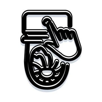 Hand interacting with touchscreen choosing interface icon Stock Illustration