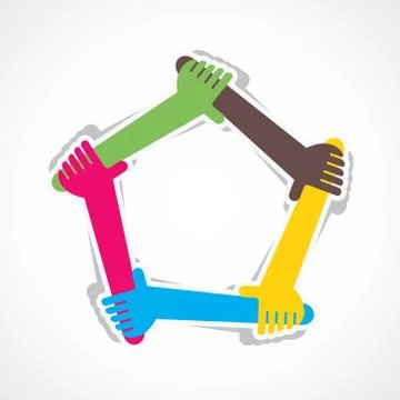 Hand join team work or support each other Stock Illustration