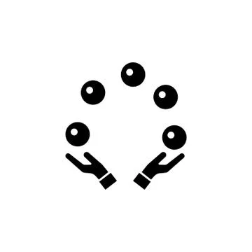 Hand Juggling Ball Flat Vector Icon Stock Illustration