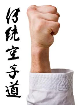 Hand karate master on a white background.character karate Stock Photos