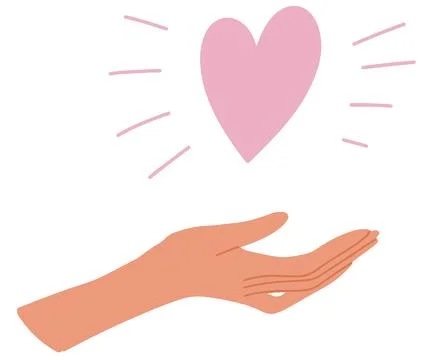 Hand keep heart flat hand drawing conceptual 스톡 일러스트