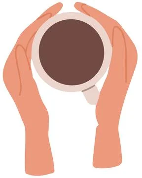 Hand keep tea or coffee cup flat style up view Stock Illustration