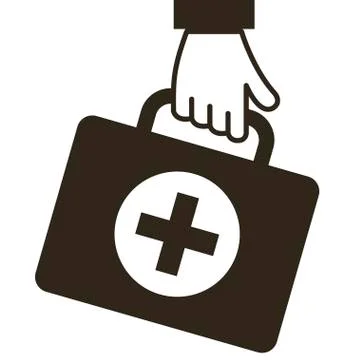 Hand keep virus first aid help kit box icon Stock Illustration