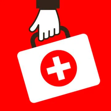 Hand keep virus first aid help kit box icon Stock Illustration