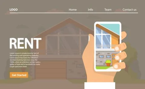 The hand keeps smartphone the choice of the house in the application. Stock Illustration