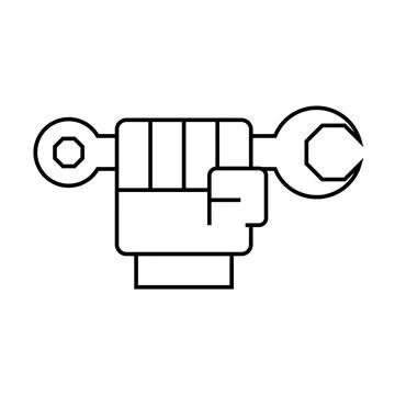 Hand with key flat icon. 1st May Worker s Day. Illustrazione stock