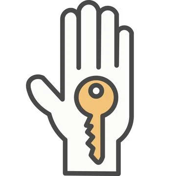 Hand with key from house vector icon Stock Illustration
