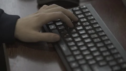 Hand on keyboard, man at work Stock Footage 300867021