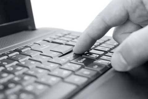 Hand on keyboard Stock Photos