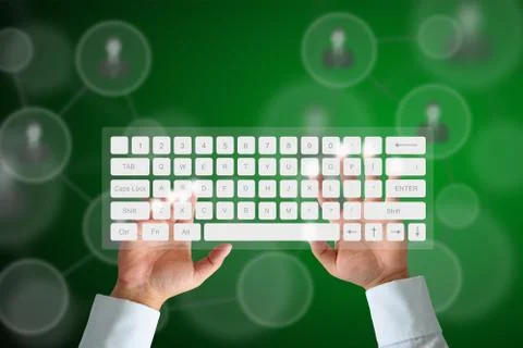 Hand on keyboard Stock Photos
