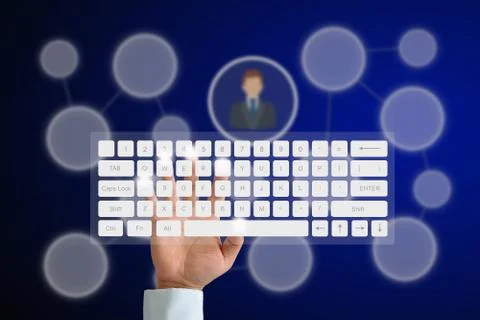Hand on keyboard Stock Photos