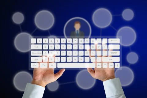 Hand on keyboard Stock Photos