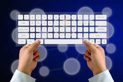 Hand on keyboard Stock Photos