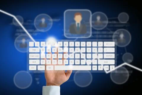 Hand on keyboard Stock Photos