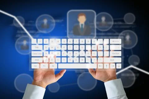 Hand on keyboard Stock Photos