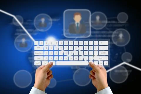 Hand on keyboard Stock Photos