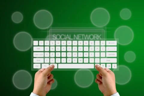 Hand on keyboard Stock Photos