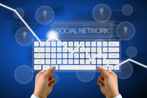 Hand on keyboard Stock Photos