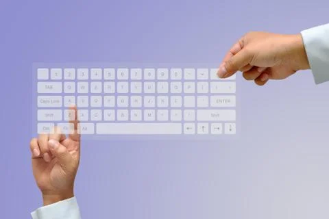 Hand on keyboard Stock Photos