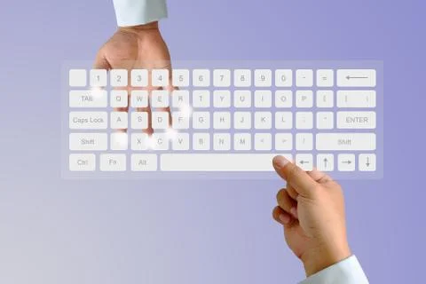 Hand on keyboard Stock Photos