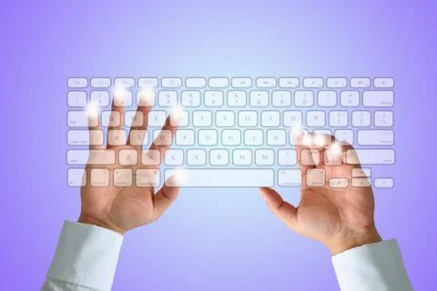 Hand on keyboard Stock Photos