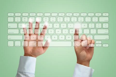 Hand on keyboard Stock Photos