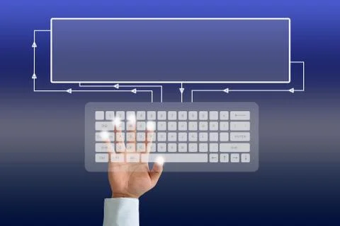 Hand on keyboard Stockfoto's