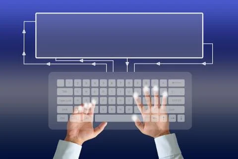 Hand on keyboard Stock Photos