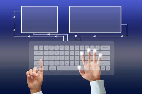 Hand on keyboard Stock Photos