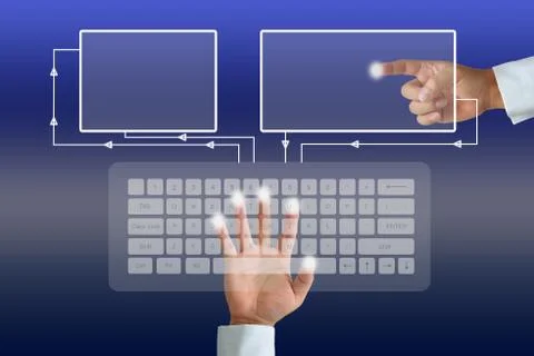 Hand on keyboard Stock Photos