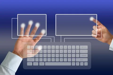 Hand on keyboard Stock Photos