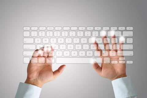 Hand on keyboard Stock Photos