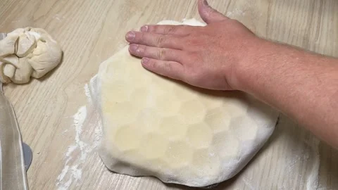 Hand Kneading Dough Stock Footage 313655911