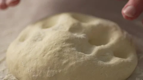 Hand Kneading Dough on Kitchen Counter. Stock Footage 266011620