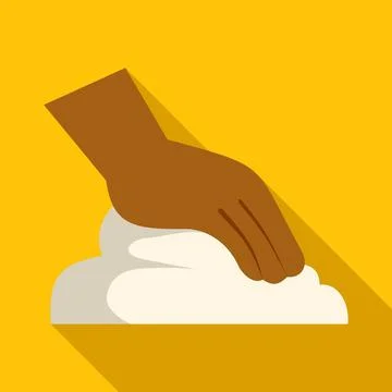 Hand kneading dough vector icon on yellow background Stock Illustration