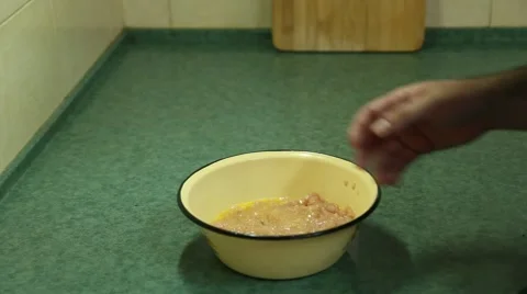 Hand kneading minced meat Video stock 64959931