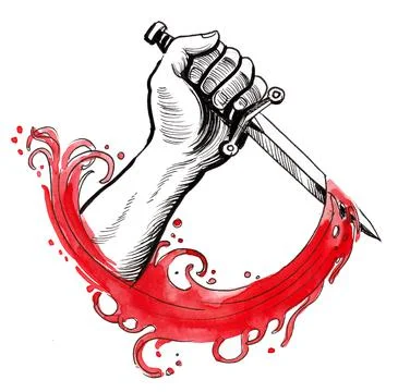 Hand with knife Illustrazione stock