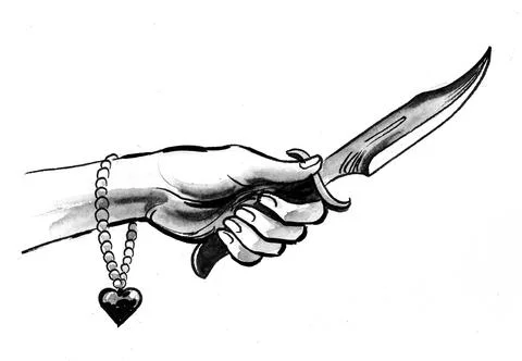 Hand with a knife Illustrazione stock