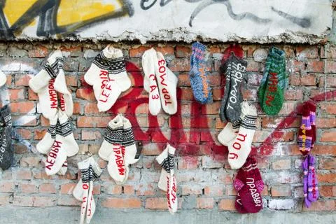 Hand knitted socks . Stock Photos